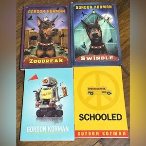 Gordon Korman 4 Book Set: Zoobreak, Swindle, Ungifted, Schooled